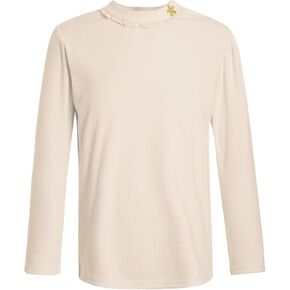 Girls' Basic Long Sleeve Round Neck T-Shirt Pullover Undershirt Ribbed Tops