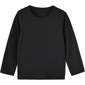 Little Boys Girls Undershirts Long Sleeve Cotton T-Shirt Solid Color Tees Blouse Spring Fall Tops