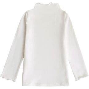 Toddler Kids Girls Long Sleeve Shirt Round Neck Thermal Undershirts Tops Curly Hem Basic Layering Tees