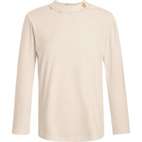 Linjinx Kids Girls Lace Trim Thermal Tops Ribbed Base Layer Shirt Solid Color Long Sleeve Pullover Top Undershirt