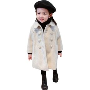 Kids Girls Baby Solid Elegant Notched Collar Jacket Wool Double Breasted Coat Toddler Winter Coats for Boys