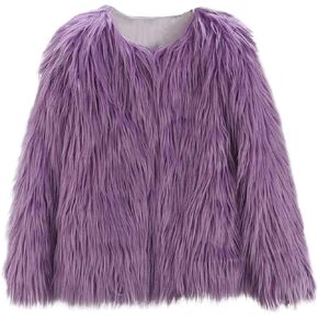 Baby Girls Children Fashion Autumn Winter Faux-Fur Coat Jacket 2-10Y Kids Thick Warm Outwear Clothes (Purple-1, 2-3 Years)