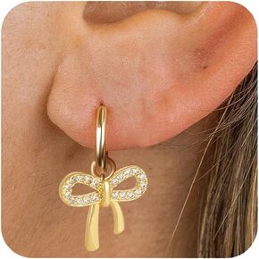 PINCHUAN 3pairs Gold Bow Earrings Small Classic Bow Stud Earrings Gold Bow Knot Earrings Pearl Bow Earrings Pink Bow Earrings Bow Drop Earrings Christmas Gift Bow Earrings for Women