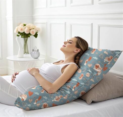 maizi Pregnancy Pillows for Sleeping Custom Design Full Body Contour Pillow 34X34 Inches Square Pillow Insert Included Envelope Closure Machine Washable Pregnancy Sleep Support Pregnancy Gift Mad in Saudi Arabia