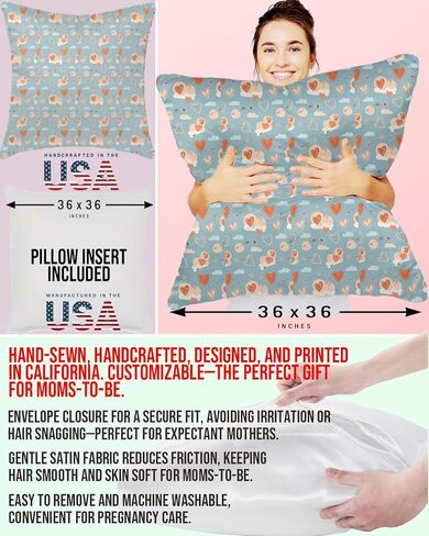 maizi Pregnancy Pillows for Sleeping Custom Design Full Body Contour Pillow 34X34 Inches Square Pillow Insert Included Envelope Closure Machine Washable Pregnancy Sleep Support Pregnancy Gift Mad in Saudi Arabia