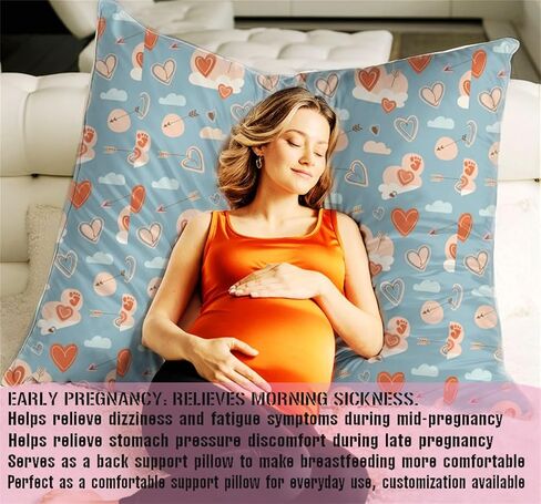 maizi Pregnancy Pillows for Sleeping Custom Design Full Body Contour Pillow 34X34 Inches Square Pillow Insert Included Envelope Closure Machine Washable Pregnancy Sleep Support Pregnancy Gift Mad in Saudi Arabia