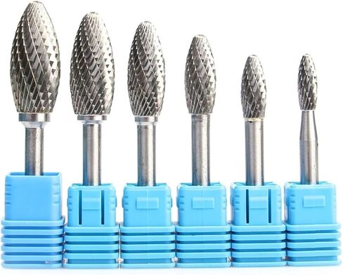 1PCS HX Type Double Slot Tungsten Steel Wood Carving Grinding Head Hard Metal Milling Cutter for Copper YG8 Alloy Rotary File in Kuwait
