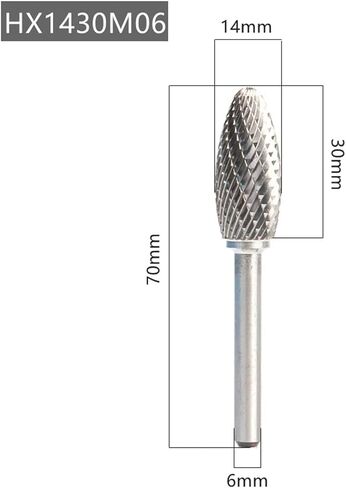1PCS HX Type Double Slot Tungsten Steel Wood Carving Grinding Head Hard Metal Milling Cutter for Copper YG8 Alloy Rotary File in Kuwait