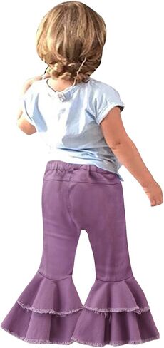 Toddler Girls Ripped Bell Bottom Skinny Stretc1 High Waist Jeans Flared Ra1 He1 Thin Retro Y2K Denim Pants for Kids in Kuwait