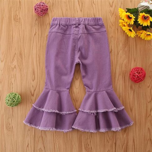 Toddler Girls Ripped Bell Bottom Skinny Stretc1 High Waist Jeans Flared Ra1 He1 Thin Retro Y2K Denim Pants for Kids in Kuwait