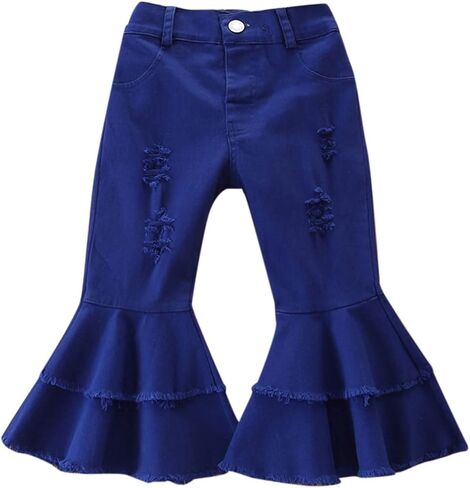 Toddler Girls Ripped Bell Bottom Skinny Stretc1 High Waist Jeans Flared Ra1 He1 Thin Retro Y2K Denim Pants for Kids in Kuwait