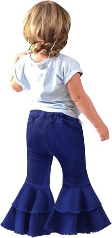 Toddler Girls Ripped Bell Bottom Skinny Stretc1 High Waist Jeans Flared Ra1 He1 Thin Retro Y2K Denim Pants for Kids in Kuwait