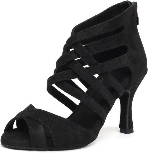 Ballroom Dance Boots Women Open Toe Zip Latin Salsa Tango Party Practice Performance Shoes in Saudi Arabia