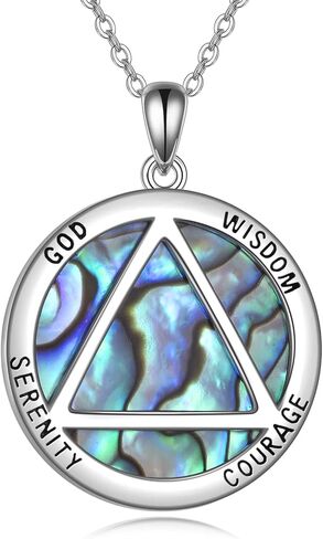 YAFEINI AA Gift Necklace Sterling Silver Alcoholics Anonymous Recovery Necklace AA Sobriety Pendant Jewelry for Women Girls Gift in Saudi Arabia