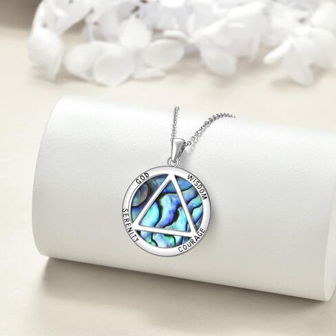 YAFEINI AA Gift Necklace Sterling Silver Alcoholics Anonymous Recovery Necklace AA Sobriety Pendant Jewelry for Women Girls Gift in Saudi Arabia