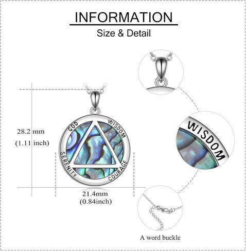 YAFEINI AA Gift Necklace Sterling Silver Alcoholics Anonymous Recovery Necklace AA Sobriety Pendant Jewelry for Women Girls Gift in Saudi Arabia