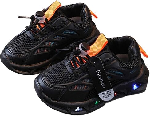 Baby Infant Leather Mesh Lights up Sneakers Lace Breathable First Walking Sport Shoes Toddler Non Slip Casual Sneakers in Saudi Arabia