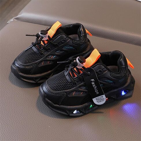 Baby Infant Leather Mesh Lights up Sneakers Lace Breathable First Walking Sport Shoes Toddler Non Slip Casual Sneakers in Saudi Arabia