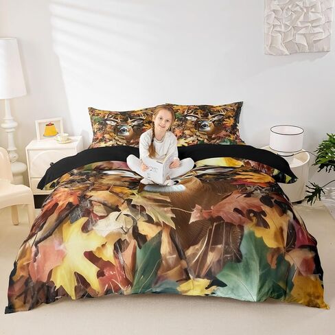 Erosebridal Mallard Duck Comforter Cover Toddler for Baby Nursery Boys Men Watercolor Floral Wild Ducks Duvet Cover Oil Painting Woodland Bed Set Forest Hunting and Fishing Bedding Set in Saudi Arabia