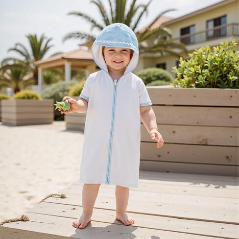 Toddler Baby Girl Terry Cloth Swim Cover Up Zip Up Hooded Bathing Suit Coverup Wraps Kid Summer Pool Beach Swimsuit in Saudi Arabia