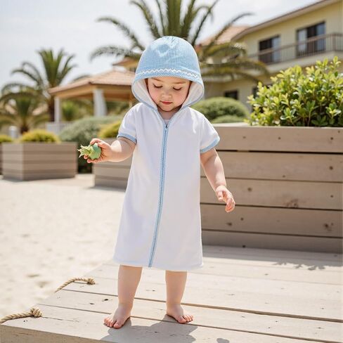 Toddler Baby Girl Terry Cloth Swim Cover Up Zip Up Hooded Bathing Suit Coverup Wraps Kid Summer Pool Beach Swimsuit in Saudi Arabia