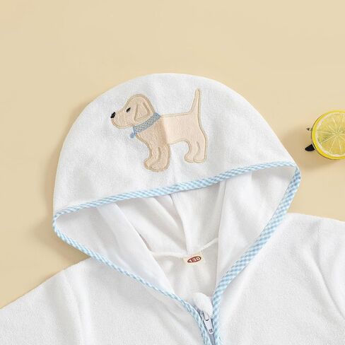 Toddler Boys Girls Terry Swimsuit Cover Up Short Sleeve Zipper Hooded Embroidery Bathing Suit Kids Summer Swimwear in Saudi Arabia
