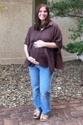 PinkBlush Checker Print Short Sleeve Oversized Maternity Blouse in Saudi Arabia