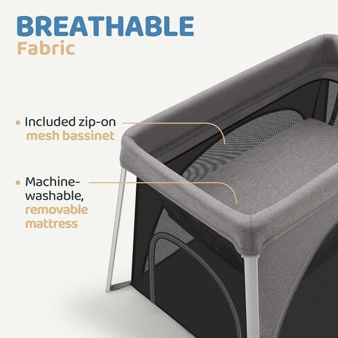 HARPPA Travel Crib with Comfy Mattress, Lightweight Portable Crib Requires No Assembly, Foldable Pack and Play for Baby and Toddlers, Compact Play Yard with Bed,Gray in Saudi Arabia