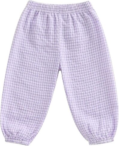 Toddler Baby Boy Girl Gingham Bubble Pants Kids Casual Plaid Elastic Waist Long Bloomers Trousers Bottoms in Kuwait