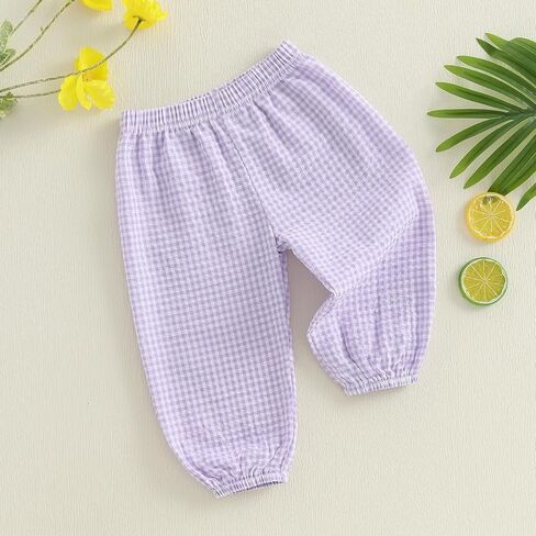 Toddler Baby Boy Girl Gingham Bubble Pants Kids Casual Plaid Elastic Waist Long Bloomers Trousers Bottoms in Kuwait