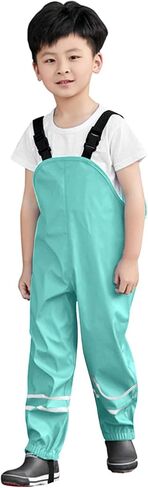Kids Waterproof Rain Pants Windproof Reflective Bib Pant Lightweight Adjustable Dirty Proof Rain Wear Over Pants 1-14T in Saudi Arabia