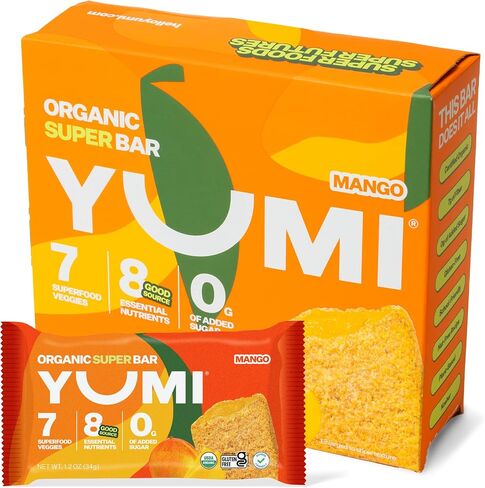 YUMI Organic Breakfast Superbar, Gluten-Free, No Added Sugar, 7+ Vegetables, Soft-Baked Crust, Healthy Snack Bars for Kids, School Safe, Healthy Alternative to Granola Bars or Cereal Bars, Strawberry (30ct) in Saudi Arabia