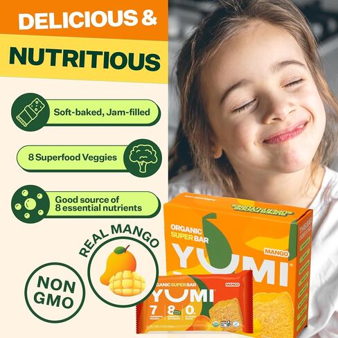 YUMI Organic Breakfast Superbar, Gluten-Free, No Added Sugar, 7+ Vegetables, Soft-Baked Crust, Healthy Snack Bars for Kids, School Safe, Healthy Alternative to Granola Bars or Cereal Bars, Strawberry (30ct) in Saudi Arabia