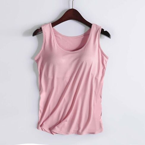Tank Top with Built in Bra for Women Loose Fit Scoop Neck Sleeveless Workout Athletic Yoga Shirts Summer Basic Tops in Saudi Arabia
