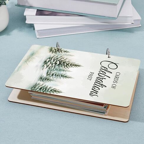SUPERDANT Special Days To Remember Greeting Card Organizer European Style Lace Card Holder Wooden Keeper Binder Photo Album for Birthday Wedding 2-Rings Cover with Punch and 20pcs Inner Pockets in Saudi Arabia