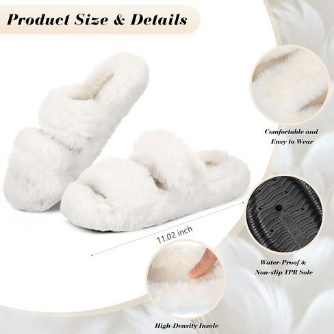 Toulite 6 Pairs Fluffy Open Toe Slippers Fuzzy Plush House Slippers Women Furry Plush Home Shoes for Women Wedding (White) in Saudi Arabia