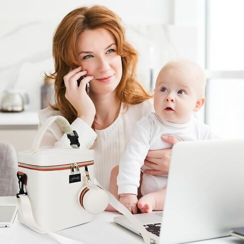 حقيبة مبردة من حليب الأم مع حزمة ثلج ، حقيبة حمل زجاجة معزولة لمدة 6 زجاجات تصل إلى 9 أوقية ، حقيبة مقطعية لأساسيات الأطفال ، تسرب ، مقاومة للماء ، حزام كتف للتمريض الأمهات in Saudi Arabia