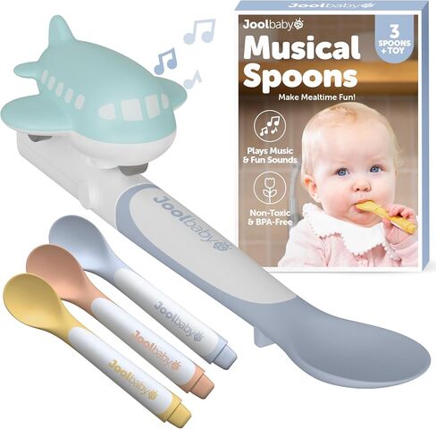Jool Baby Musical Baby Spoons, 3 Spoons + Car with Fun Sounds - Multi-Stage Spoon for Infant Feeding & Training Babies 6+ Months to Self-Feed in Kuwait