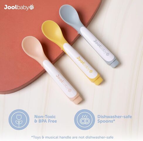 Jool Baby Musical Baby Spoons, 3 Spoons + Car with Fun Sounds - Multi-Stage Spoon for Infant Feeding & Training Babies 6+ Months to Self-Feed in Kuwait