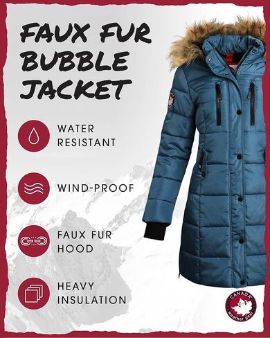 CANADA WEATHER GEAR Women's Winter Jacket - Heavyweight Long Length Bubble Puffer Parka (S-XL) in Kuwait