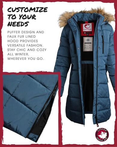 CANADA WEATHER GEAR Women's Winter Jacket - Heavyweight Long Length Bubble Puffer Parka (S-XL) in Kuwait