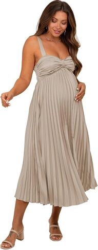 V Neck Satin Dress Maternity Long Bow Midi Dresses Pleated Vestido De Maternidad DI266 in Saudi Arabia