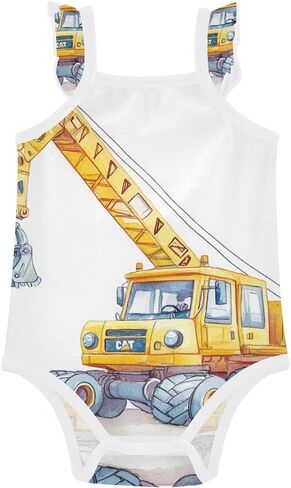 Baby Summer Cotton Bodysuits Soft Baby Sleeveless Undershirts 3M Construction Vehicles in Kuwait