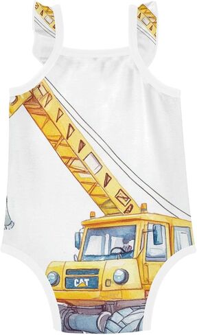 Baby Summer Cotton Bodysuits Soft Baby Sleeveless Undershirts 3M Construction Vehicles in Kuwait