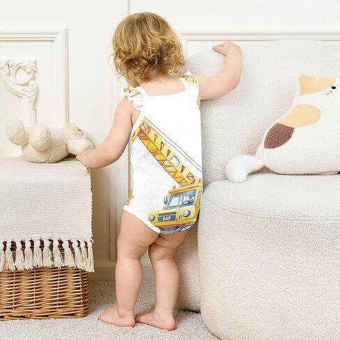 Baby Summer Cotton Bodysuits Soft Baby Sleeveless Undershirts 3M Construction Vehicles in Kuwait