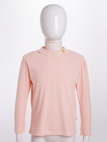 Aislor Kids Girls Lace Trim طبقة مضلعة القميص الحراري النحيف تناسب القمصان طويلة الأكمام طبقة طبقة قمم تي شيرت تي شيرت. in Kuwait