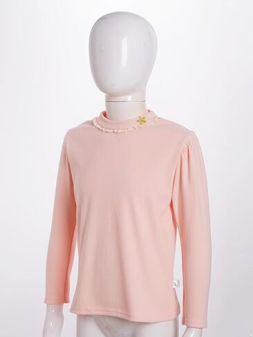 Aislor Kids Girls Lace Trim طبقة مضلعة القميص الحراري النحيف تناسب القمصان طويلة الأكمام طبقة طبقة قمم تي شيرت تي شيرت. in Kuwait