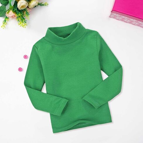 Little Girl Boys Solid Turtleneck T-Shirt Toddler Basic Undershirts Kid Cotton Long Sleeve Pullover Blouse Top Tee in Kuwait