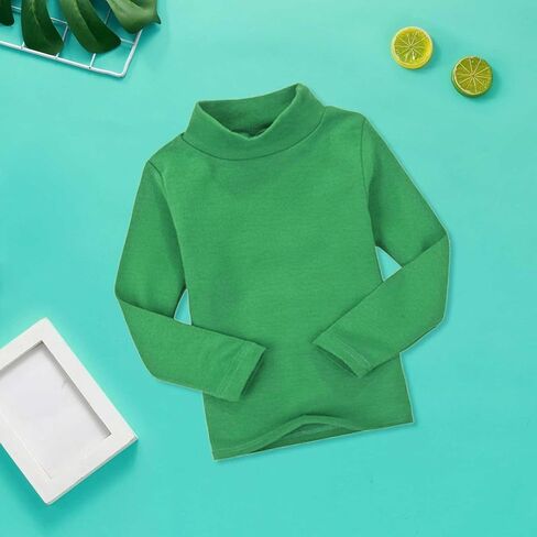 Little Girl Boys Solid Turtleneck T-Shirt Toddler Basic Undershirts Kid Cotton Long Sleeve Pullover Blouse Top Tee in Kuwait