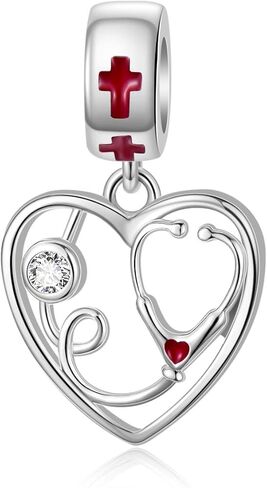 LEECCI Breast Cancer Awareness Charm Dragonfly Pink Ribbon Charm for Bracelet Sterling Silver Women's Charm Bead Bracelets with Cubic Zirconia Breast Cancer Survivor Gifts for Women, Sterling Silver, in Saudi Arabia